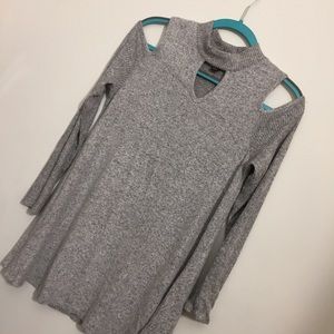 BCX Gray Cold Shoulder top